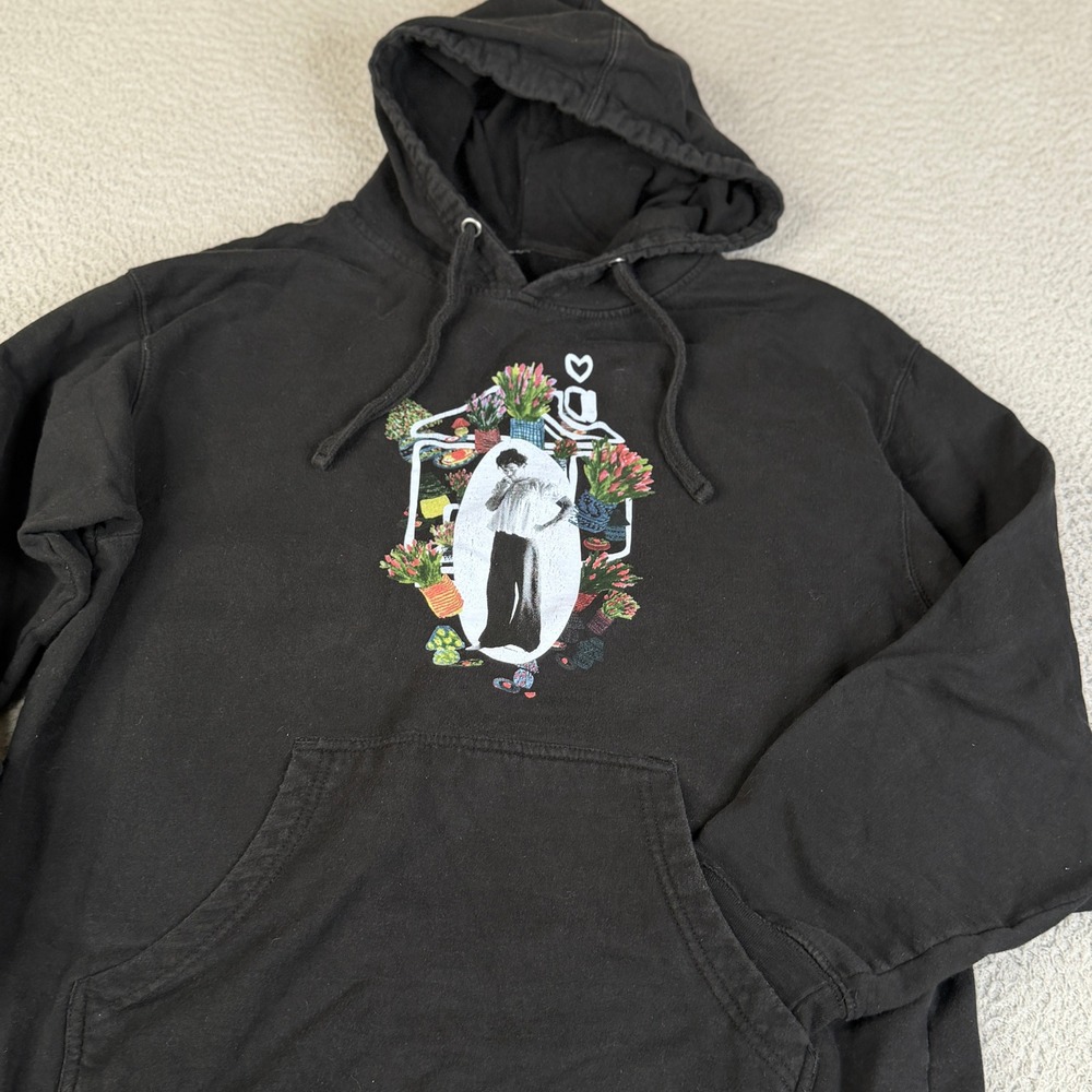 Harry Styles Hoodie Sweatshirt L Black Harrys House Flower Graphic Concert Tour